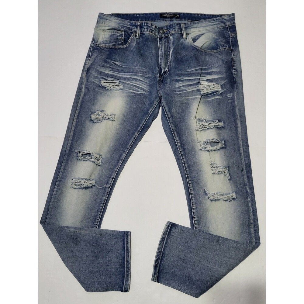 Road Narrows Denim Jeans Men's Size  38x32 Blue Stretch Distressed